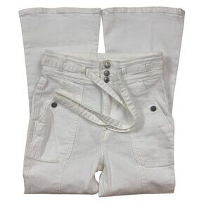 FRAME Le Crop Flare Triple waist belted Jeans white size 24